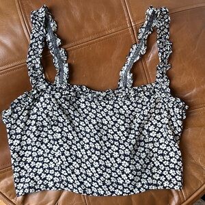 Reformation Crop Top - Blue & White Printed Floral